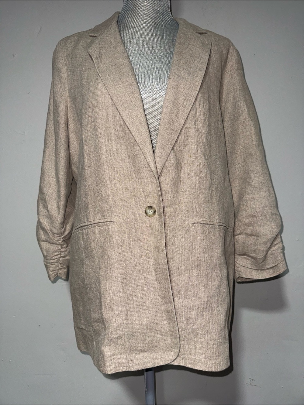Michael Kors 100% Linen Beige Blend Women's Blazer Jacket